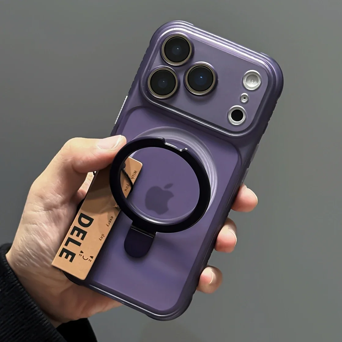 Capa Fosca Magnética Para Carregamento Sem Fio (iphone 13 Pro Max Roxo) Com Suporte E Capa Transparente.