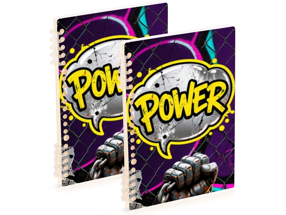 Conjunto de 2 Cadernos Power Doodle Tamanho A5 com Capa Dura e Estampa Grafite , Material Esco (21,1 X 14,5 Cm)