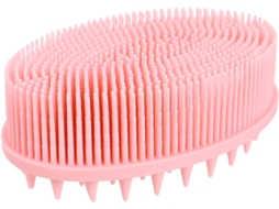 Escova De Silicone Dupla Face Para Banho, Escova Corporal Para Limpeza E Lavagem Com Shampoo, Rosa