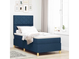 Vidaxl Cama Box Spring Led Com Cabeceira Azul 100 X 200 Cm Tecido
