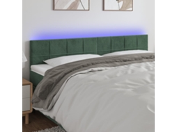 Cabecero con luces LED, terciopelo, 200x5x78/88cm, verde oscuro