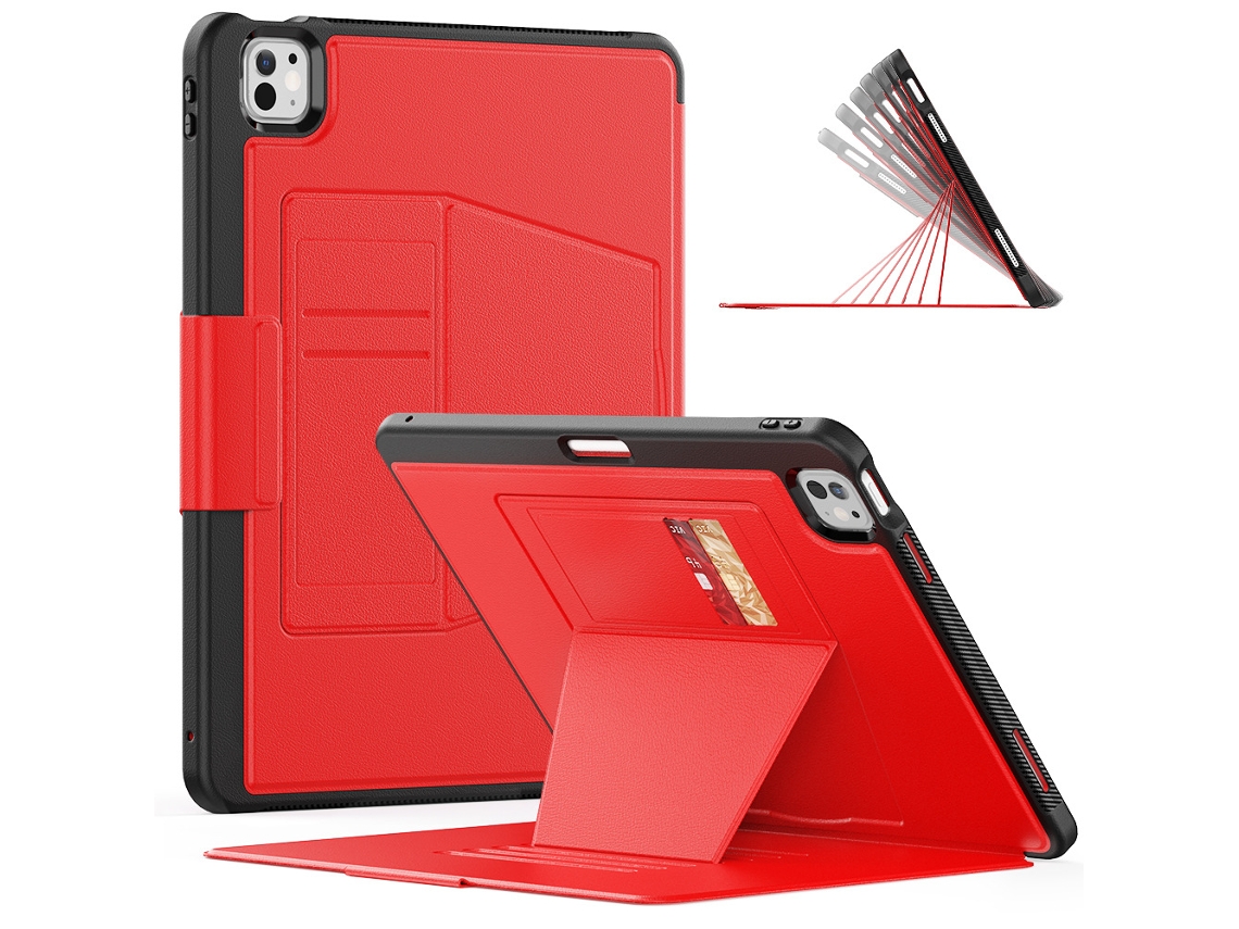 Capa para iPad Pro 13 2024 Adsorção Multifuncional com Ranhura para Caneta Vermelho XIAOMOYU
