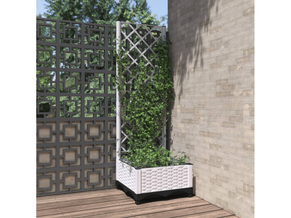 Vidaxl Vaso/floreira De Jardim C/ Treliça 40x40x121,5 Cm Pp Branco