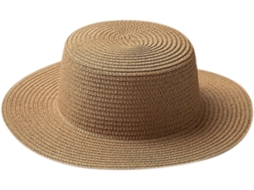 Chapéu De Palha Dobrável Feminino Para Praia, Modelo Grande, Com Design Simples E Moderno, Na Cor Cáqui
