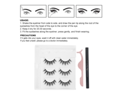 Conjunto De Maquiagem Com Eyeliner Líquido Autoadesivo, Cílios Postiços Líquidos E Pinças (caixa Preta) + Eoocoo