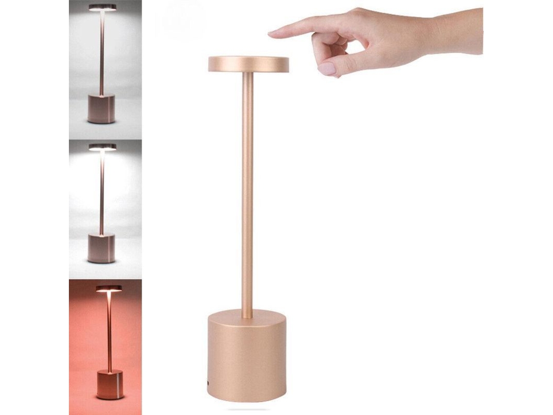 Lâmpada de Mesa Recarregável Led Tática Regulável Luz Noturna Sem Fio 3000k 3w 200lm Oro Rosa