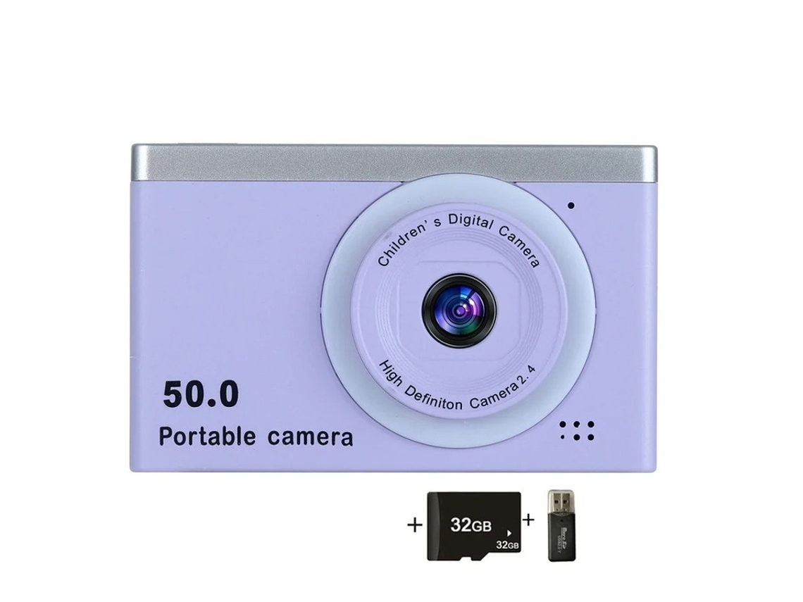 Câmera digital compacta HD 4K de 24 polegadas, tecido leve, 32g, roxa Yizhood