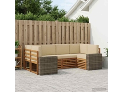 Vidaxl Conjunto De Sofás Para Exterior 6 Unid. Natural E Bege