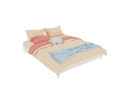 Estrutura Cama Moderna 160x200 Cm Veludo Holandês Bege, Base Baixa Contemporânea Com Cabeceira (sem Colchão)