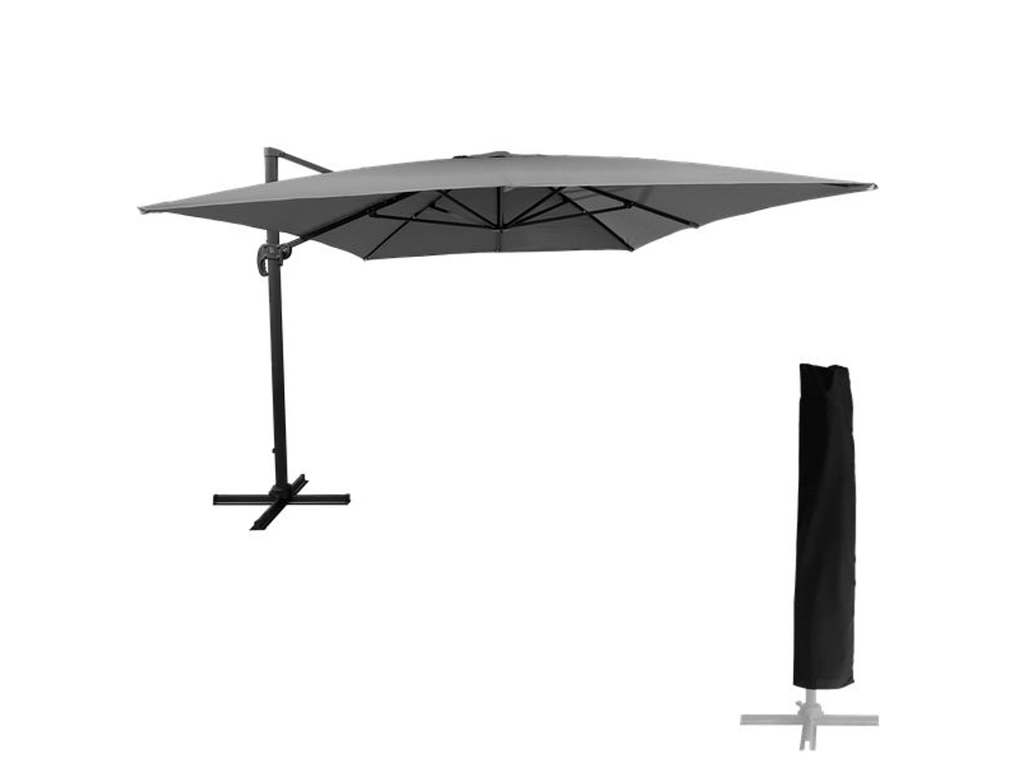 Guarda-chuva retangular excêntrico Molokai 3X4M capa cinza HAPPY GARDEN