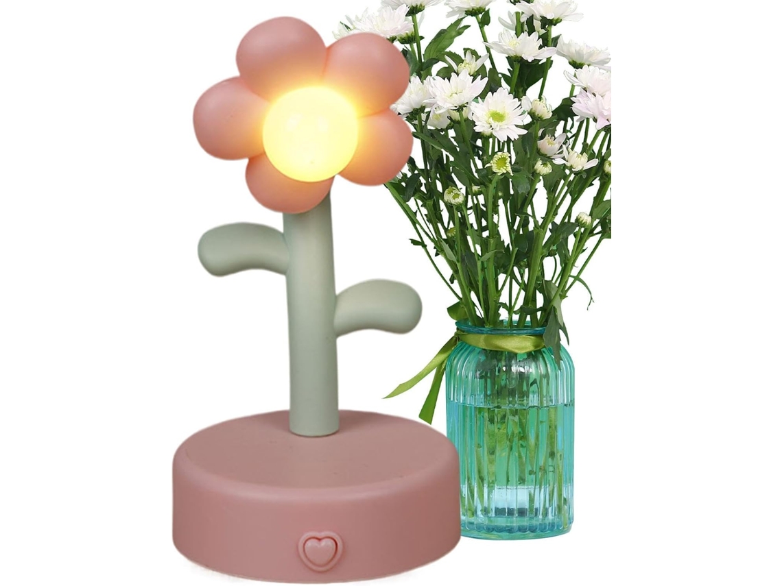 Luminária de mesa decorativa em formato de flor, sem lâmpadas.