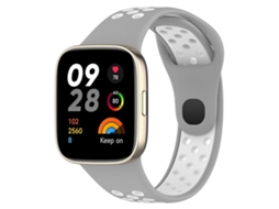 Bracelete para Redmi Watch 3 XIAOMOYU em Silicone Esportivo com Botão de Pressão Cinza e Branco