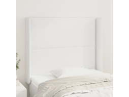 Vidaxl Cabeceira Cama C/ Abas Couro Artificial 103x16x118/128cm Branco
