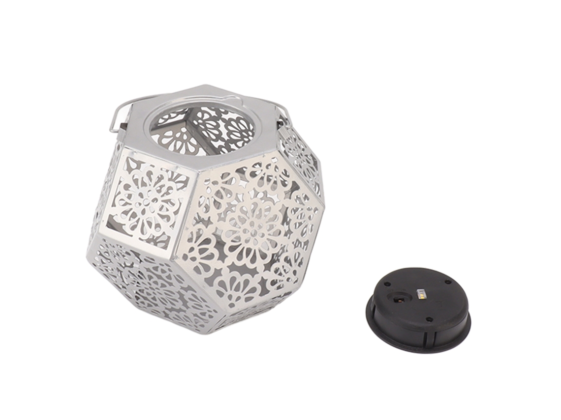 2026 linterna Solar Led Colgante Decorativa Ip44 Impermeable Plata Poligonal para Jardim Exterior
