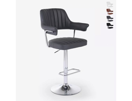 Bancada de cozinha Bar Couro sintético ajustável com braços Base cromada Tampa Superstool