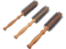 Escova De Cabelo Redonda Madeira Para Homens E Mulheres, Cabo Antiestático, Portátil, Cerdas Macias, Reduz O Frizz