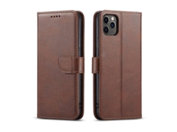 Capa flip YURU para iPhone 12 Pro Max, couro resistente a impactos e sujeira, marrom