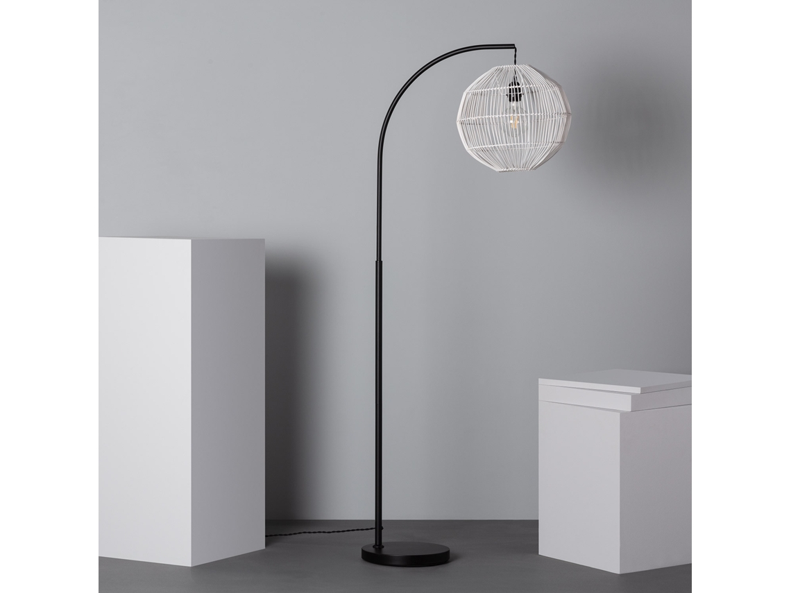 Candeeiro De Pé Em Rattan E Metal Kithnos Preto