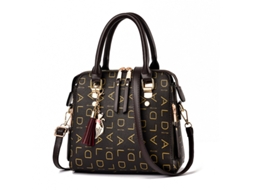 Bolsa Feminina Estilo Tote/transversal com Estampa de Letras, Modelo 2026 preto YUNZII (grande Capacidade)