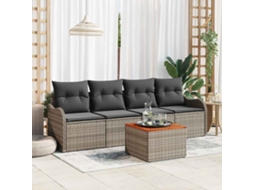 Vidaxl Conjunto De Sofá De Jardim 5 Unid. Cinzeto Vime Pe