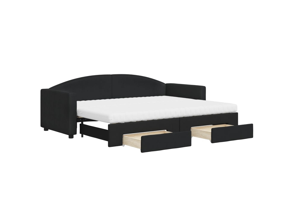 Sofá cama MAISON EXCLUSIVE Gavetão e Gavetas 80x200 Cm Tecido Preto