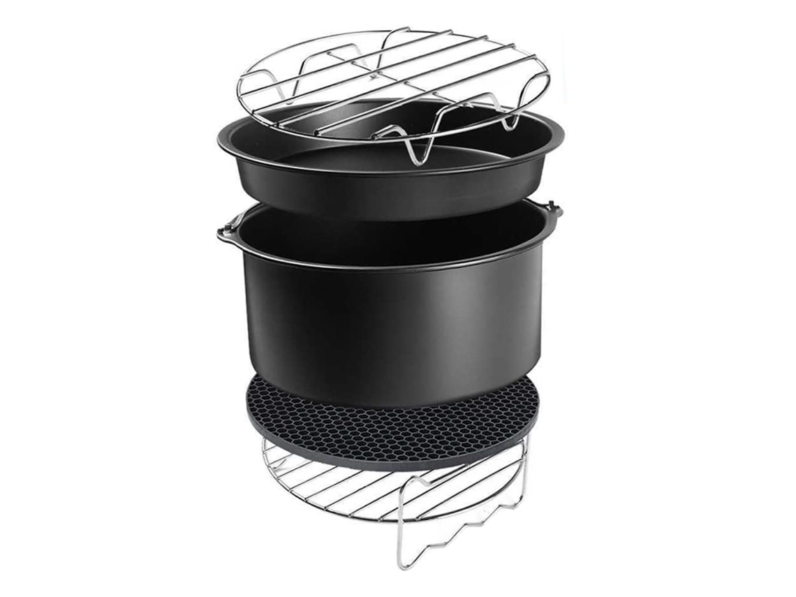 Acessórios Para Fritadeira A Ar De 6 Polegadas Com Forma Para Bolo, Assadeira, Grelha E Almofadas Isolantes Para Assar Na Fritadeira A Ar, 5 Peças