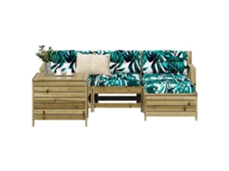 Vidaxl 5 Pcs Conjunto De Sofás Para Jardim Madeira De Pinho Impregnada