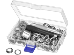 Kit de Ilhós com Ferramenta para Ilhós Metálicos de 10mm, Conjunto com 100 Peças. AQUAFORGE