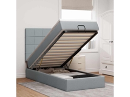 Vidaxl Estrutura Cama Otomana Colchão 90x190 Cm Tecido Cinzento Claro