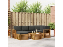 Vidaxl Conjunto De Sofá Sectional 7 Pcs Natural E Antracite