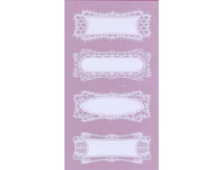 Adesivo de renda - Retângulo - 8 peças - Sementes criativas Brancas