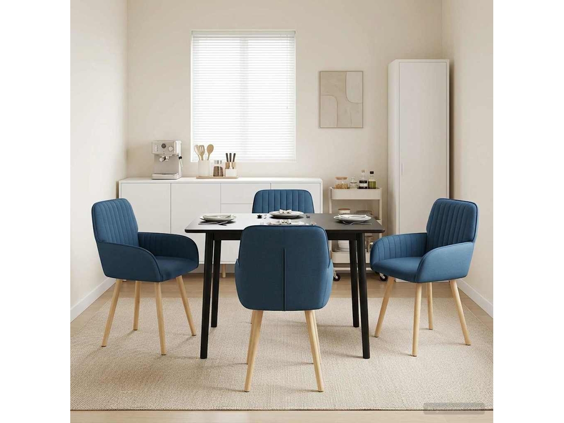 Vidaxl Cadeiras De Jantar 4 Pcs Tecido Azul 56,5 X 50 X 87,5 Cm