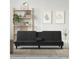 Vidaxl Sofá-cama Com Suporte Para Copos Veludo Preto