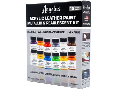 Kit De Pintura Em Pele Angelus Metalizado E Perolado 12 Cores