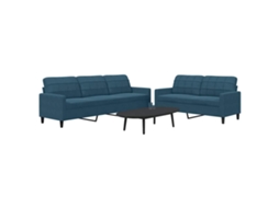 Vidaxl 2 Pcs Conjunto De Sofás Com Almofadões Veludo Azul