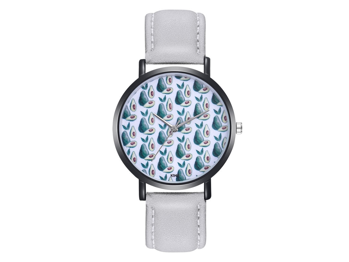 Relógio Feminino de Pulso de Quartzo com Cinto de Couro Pu Padrão Simples (cinza)