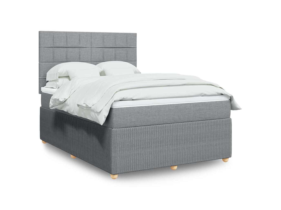 Vidaxl Cama Com Molas/colchão 160x200 Cm Tecido Cinzento-claro