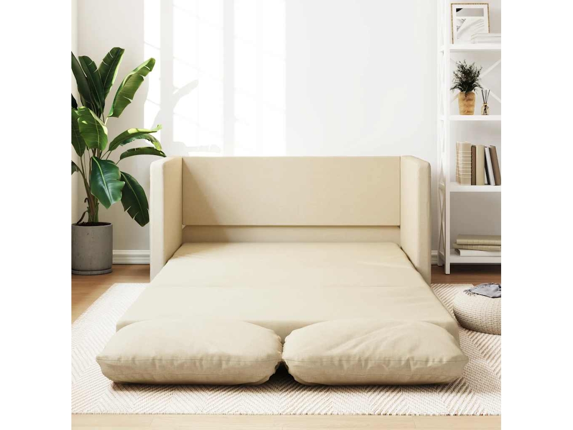Sofá Cama Com Pés Sofá Convertível Sem Lovely Home Tecido Bege (112x174x55)