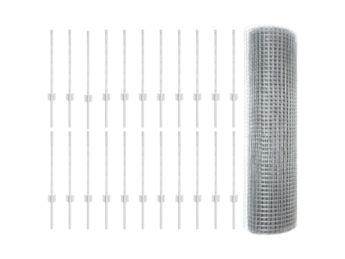 Conjunto 1 Cerca Externa Vidaxl Prateado Aço (50 X 0,6 M)