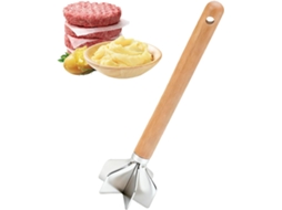 Moedor De Carne Com Cabo Madeira Para Picar Alimentos