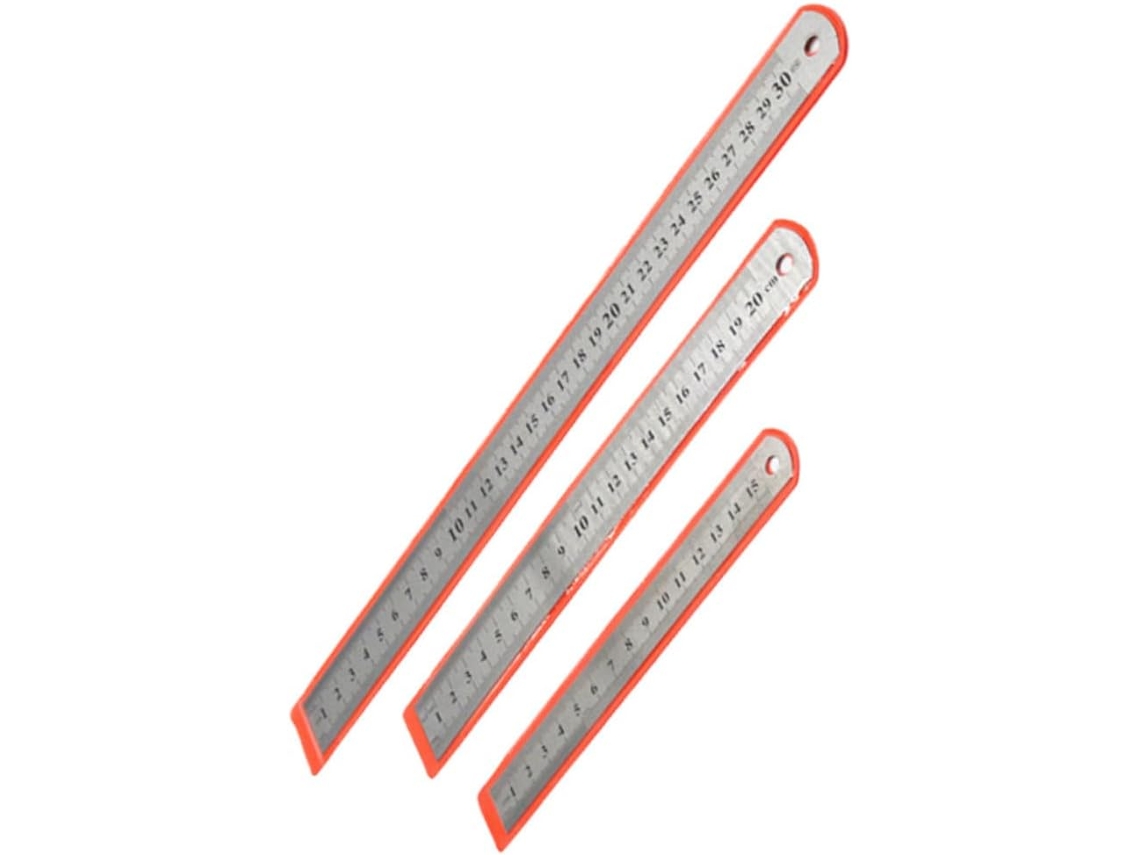 Régua De Aço Inoxidável Ibasenice, Escala Dupla, Resistente E Precisa, 15-30cm, Conjunto De 3 Peças, Para Estudantes E