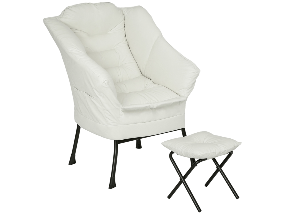 Poltrona Relaxar Ottoman Creme (bolsos Laterais, Pernas de Aço)