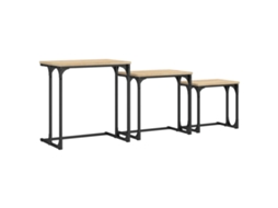 Conjunto 3 Mesa de centro de encastrar VIDAXL Marrom Madeira processada (50.5x35x53 cm)
