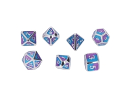 Primerox 7pcs Dados de Metal Poliédricos com Números Brancos para Jogos de Mesa