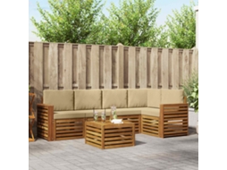 Vidaxl Conjunto De Sofá Sectional Com Almofada 6 Pcs Natural E Bege