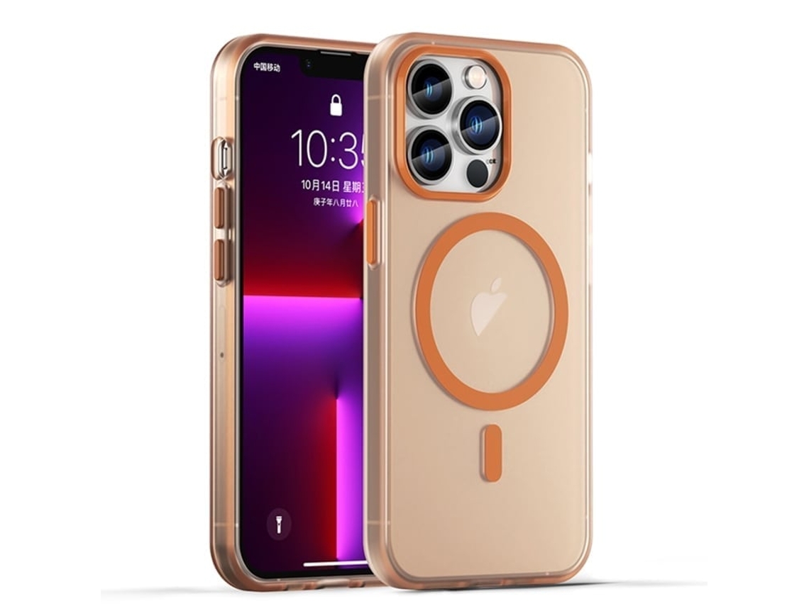 Capa Híbrida Translúcida Para Iphone 13 Pro - Tpu E Pc Com Magsafe | Fosca - Laranja