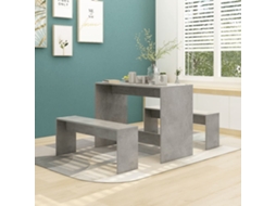 Vidaxl 3 Pcs Conjunto De Jantar Derivados De Madeira Cinzento Cimento