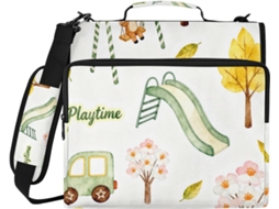 Playground Playtime Pasta de 3 Argolas Com Zíper E Alça Ombro, Bolsas Diversas, Organizador de Documentos Escolares