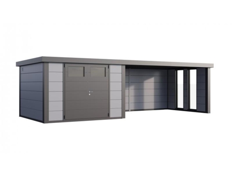 Abrigo De Jardim Metálico Nh9 Com Apoio Xl E Janelas À Direita | Cinza Claro | (464 X 298) Novo Habitat (328 X 298)