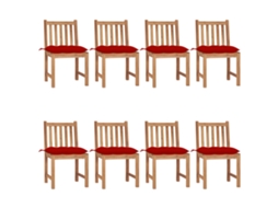 Vidaxl Cadeiras De Jardim 8 Pcs C/ Almofadões Madeira De Teca Maciça